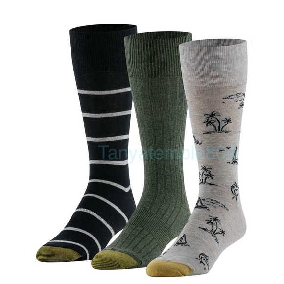 GoldToe Edition Mens Island Crew Socks Assorted, 3 Pack - Picture 1 of 9